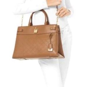 NWT Michael Kors GRAMERCY CHAIN EMBOSSED LEATHER SATCHEL